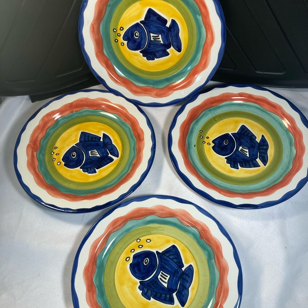 RC Rool Conomica Portugese Ceramic Hand Painted Fish Plate Vintage 1980's